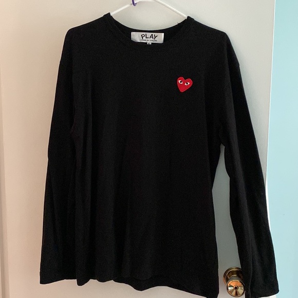 COMME DES GARÇONS PLAY Black Heart Patch Long Sleeve T-Shirt - Picture 2 of 6